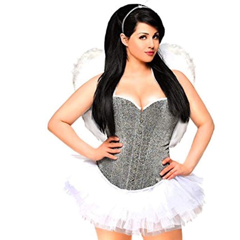 ❤️ Silver Glitter Angel Corset M/L NWT ❤️
